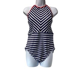 Tommy Bahama Navy and White Striped One Piece Swimsuit